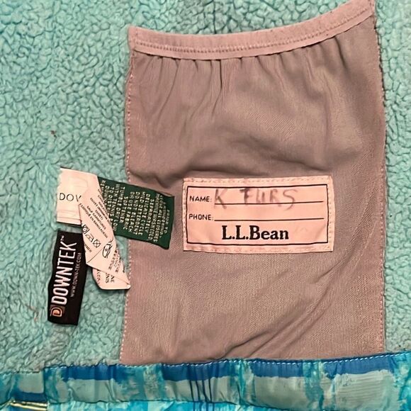 L. L. Bean Kid's Blue Abstract Hooded Insulation Downtek Puffer Jacket Size 8 - Picture 9 of 10